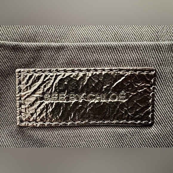 See By Chloé Bronze Leather Bag w/ Black Patent Bow, Adjustable Strap - Picture 5 of 10